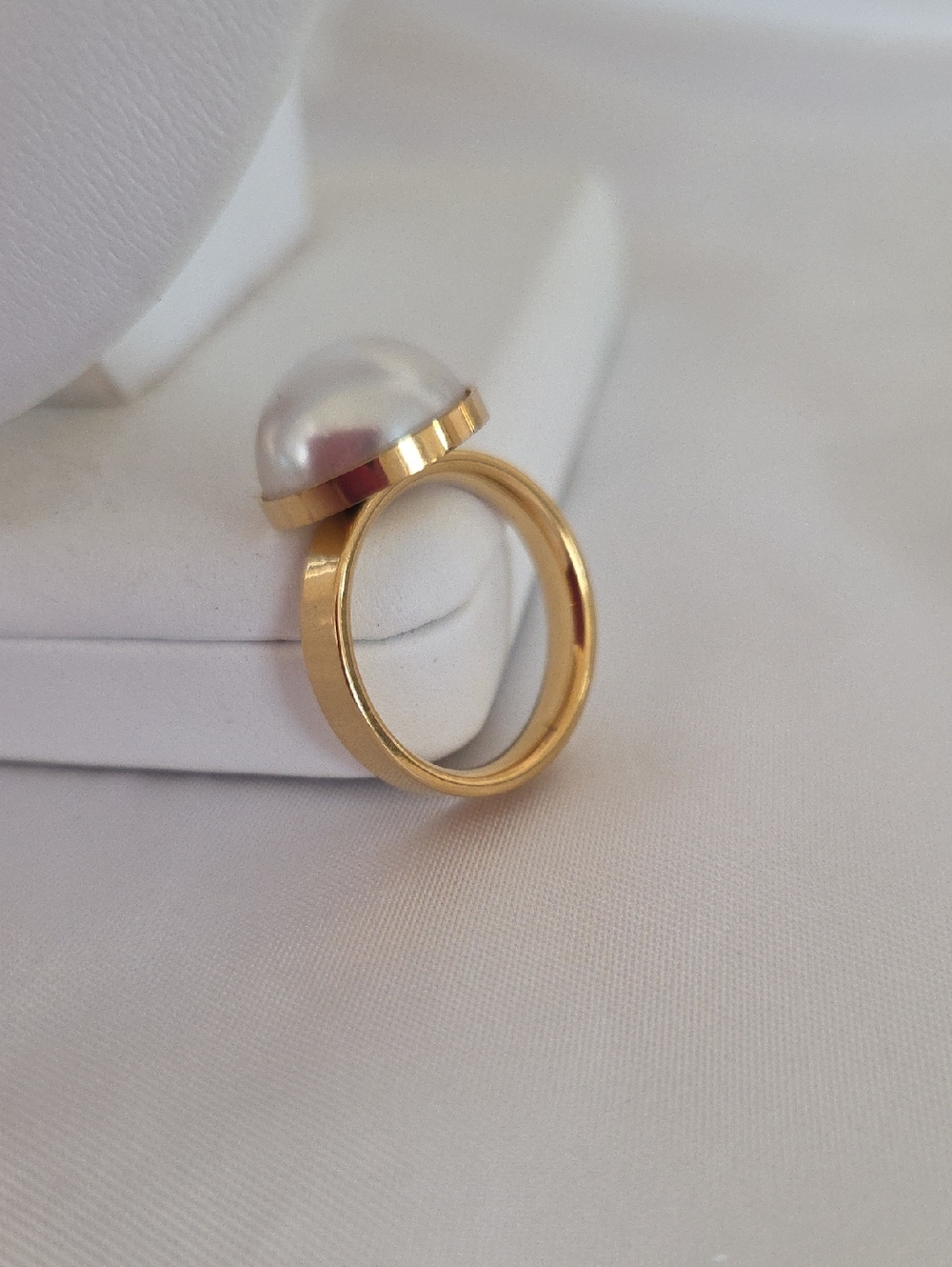 Gold Pearl Dome Ring - Women's Jewelry Size 8